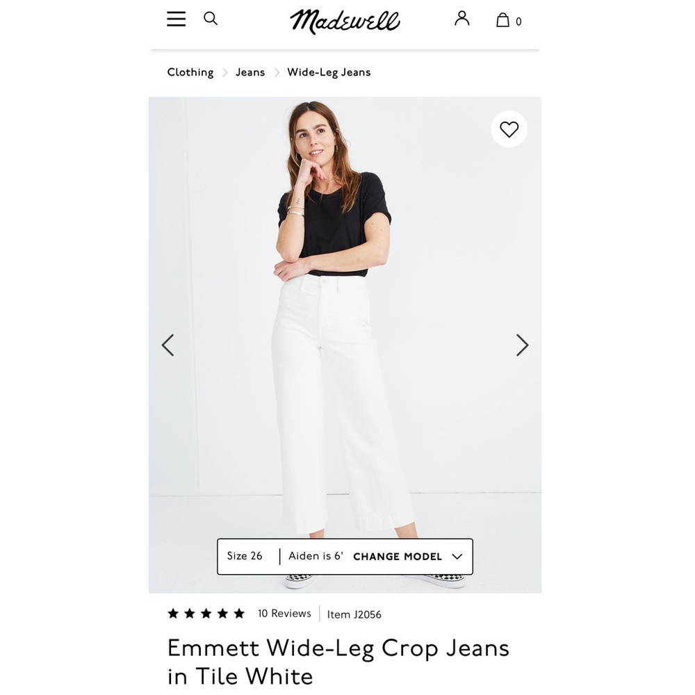 Madewell Emmett Wide-Leg Crop Jeans in White